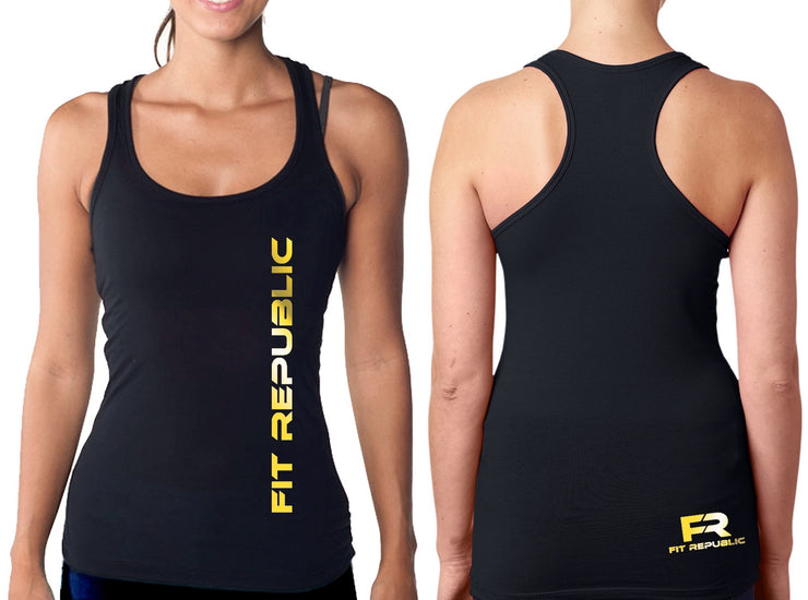 Black Tank Top with Gold Foil Logo